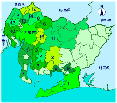 愛知県の地図
