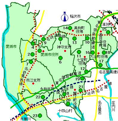 海部津島の地図